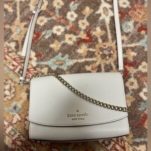 Authentic Kate Spade Cream White Leather Crossbody Bag with Gold Chain Strap